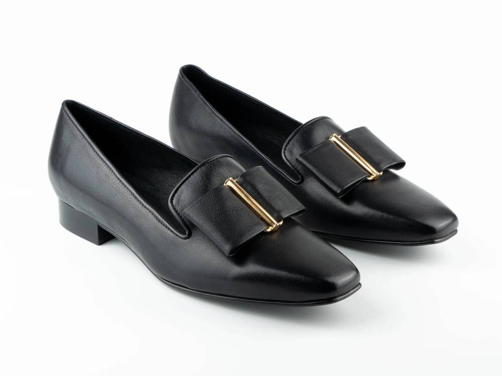 NEW OVIL women's ellie classy bow flats in black patent